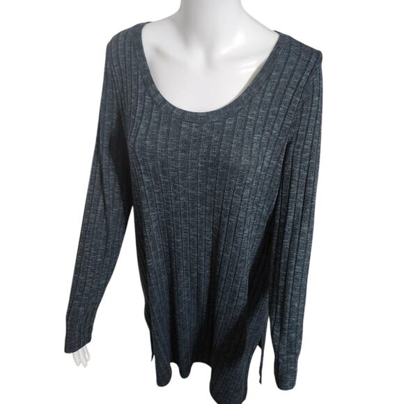 Soma Medium Ribbed Knit Side Slit Tunic SAGE Green Longline Blouse Top Shirt - Picture 4 of 13